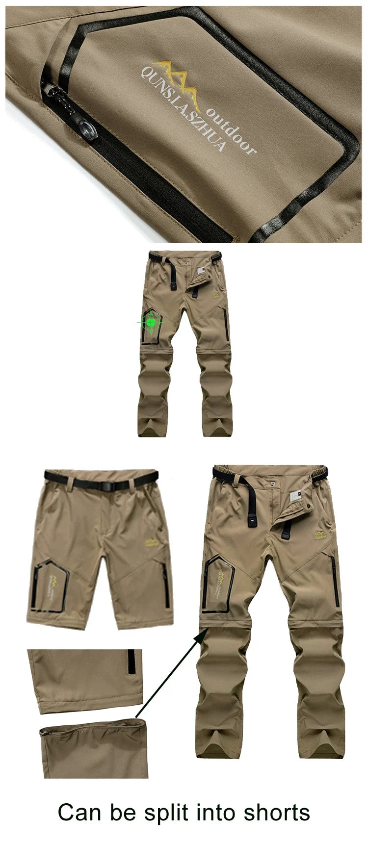 Men's Lightweight Convertible Cargo Tactical Pants Zip off Outdoor Hiking Stretch Work Pants Trekking Camping Trousers