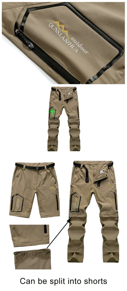 Men's Lightweight Convertible Cargo Tactical Pants Zip off Outdoor Hiking Stretch Work Pants Trekking Camping Trousers