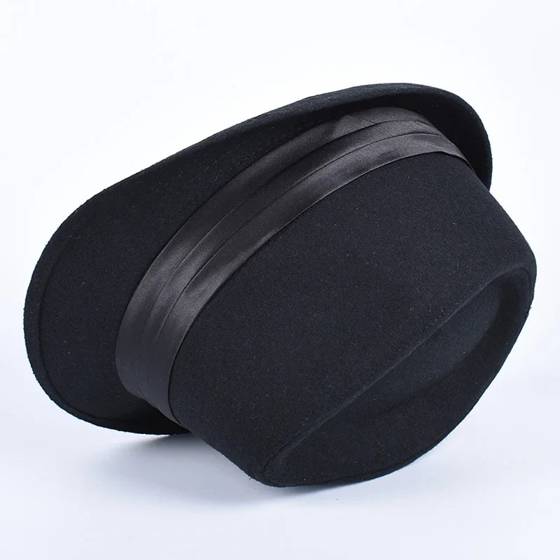 Classic Fedora Men's Hats Women 2026 Casual Short Sleeve Trilby Top Hat England Gentleman Ribbon Jazz Cap Fedoras Black Felt Hat