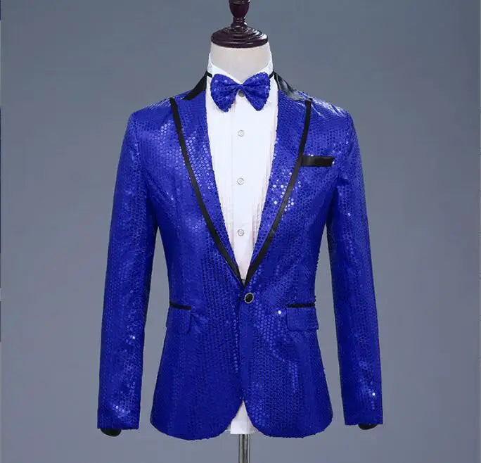 2026 New Men's Red Suit Jacket, Wedding Party Slim Dress Coat, Sequin Decoration Luxurious Blazers Blue Green Terno Masculino