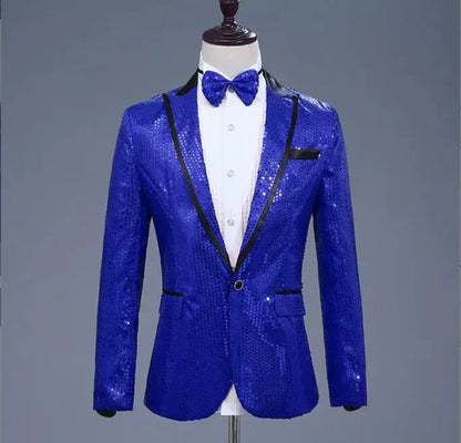 2026 New Men's Red Suit Jacket, Wedding Party Slim Dress Coat, Sequin Decoration Luxurious Blazers Blue Green Terno Masculino