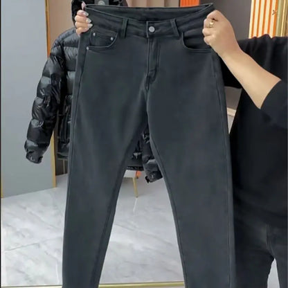 New Harajuku Fashion Men's Spring Autumn Korean Style Luxury Clothing Men Slim Denim Jeans Casual Black Pants Cotton Trousers