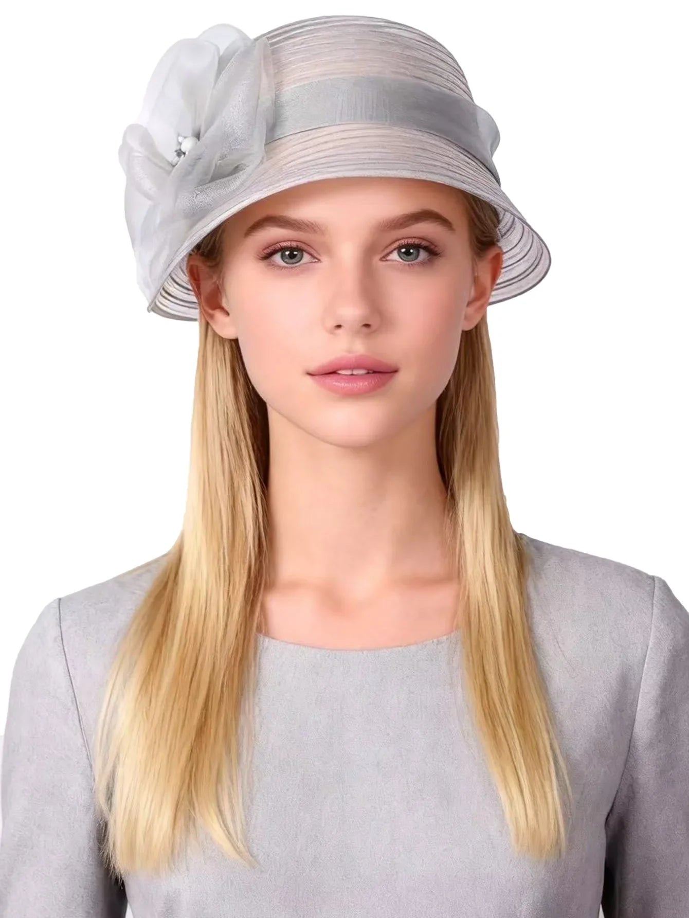 Floral Derby Fascinator Hat & Fedora for Women - Wedding Bridal Church Tea Party Formal Dress Accessories, Floppy Sun Caps