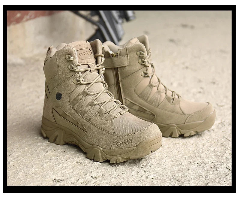 Men Tactical Boots Lace Up Breathable Male Army Boots Desert Boot Climbing Hiking Shoes Safety Unisex Hunting Boots Motorcycle