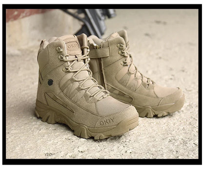 Men Tactical Boots Lace Up Breathable Male Army Boots Desert Boot Climbing Hiking Shoes Safety Unisex Hunting Boots Motorcycle