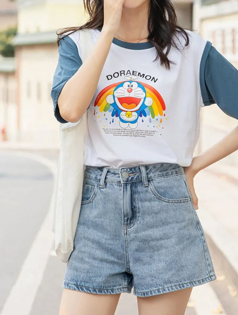 Lucyever Wide Leg Denim Shorts Women Casual High Waist Loose Straight Shorts Woman 2025 Spring Summer Classic Button Jean Shorts