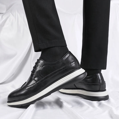 High End British Style Office Business Dress Shoes Men's Casual Leather Thick Soled Simple Walking Shoes Fashion Oxford Shoes