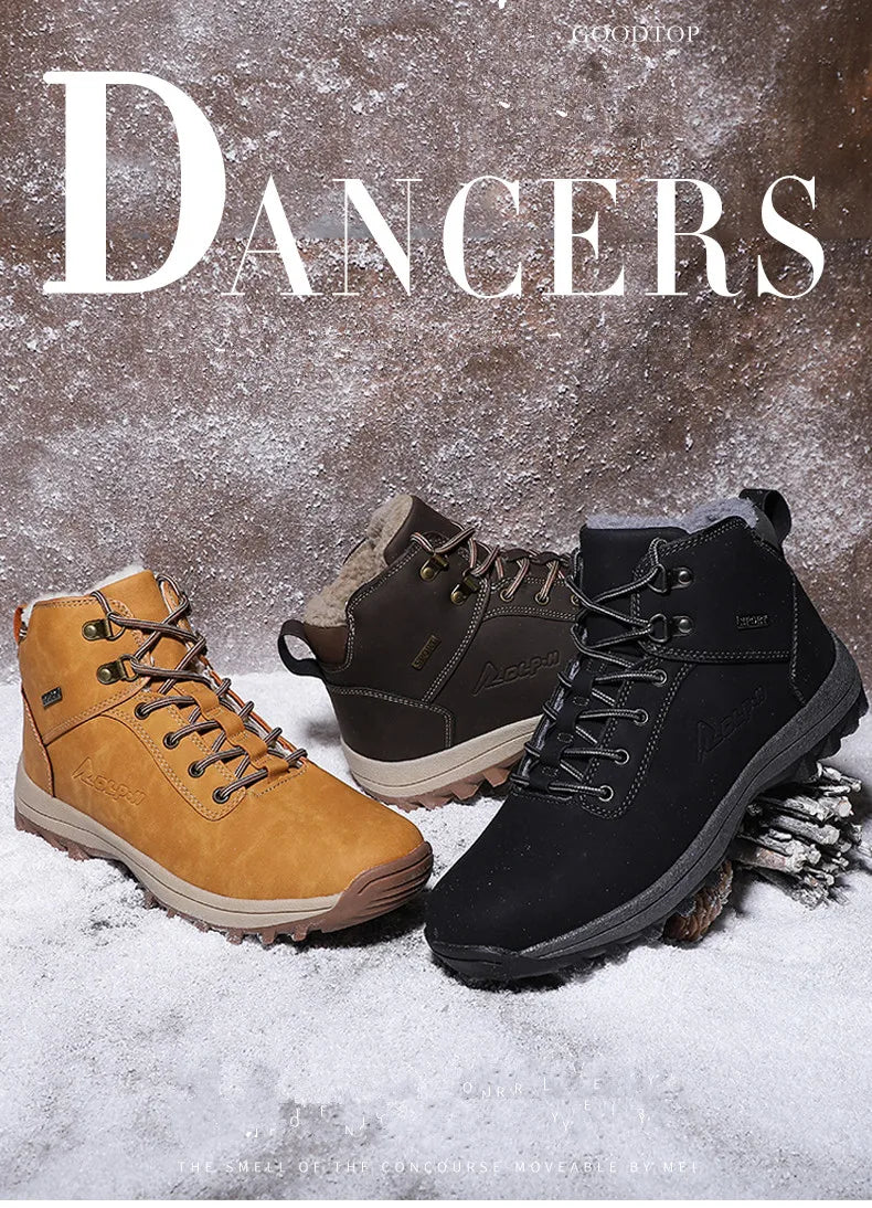 2024 Fashion Outdoor Winter Snow Boots For Men Male Sneakers Adult Quality Rubber High Top Super Warm Plush Warm Ankle Boots