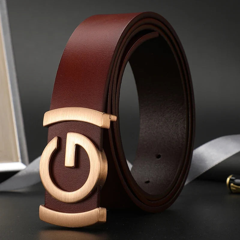 High Quality 34mm Work Business Strap Male men Belts Metal Buckle Brand Leather Belt Men Famous Luxury belt for men jeans