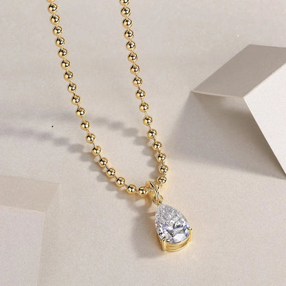 9x13mm 5CT Pear Cut Moissanite Pendant Necklace for Women 925 Sterling Silver Plated 18K Gold Waterdrop Shape Necklace Jewelry
