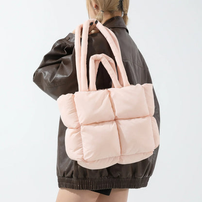 Fashion Soft Puffer Tote Bag Designer Quilted Women Shoulder Bags Nylon Padded Lady Handbags Down Cotton Warm Winter Shopper Bag