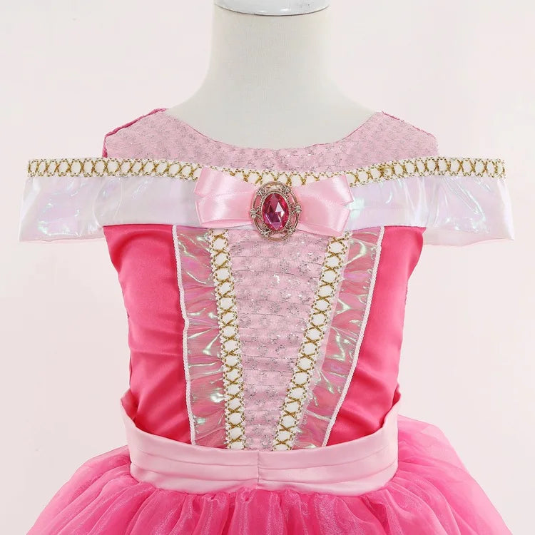 Aurora Kids Cosplay Costume Princess Deluxe Outfits Children Birthday Party Elegant Ball Gown Fairy Disguise Apparel 12Y