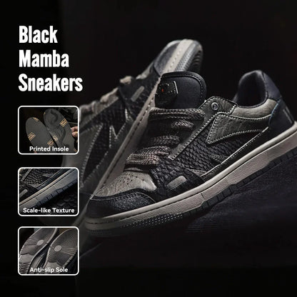 Casual Snake Year Black Mamba Men's Sneakers Low-Top Flat Sole Versatile Black Shoes for Spring Autumn Skateboarding Shoes