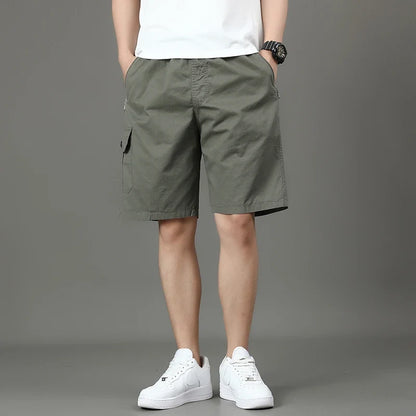 Summer new men's work shorts pocket zip trend versatile casual trousers five work trousers