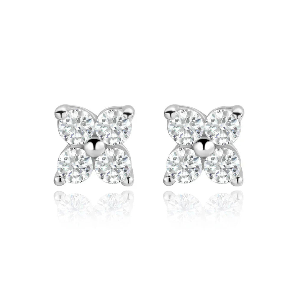 100% 925 Sterling Silver 0.1ct 3mm Moissanite Stud Earrings For Women 18K Gold Plated Sparkling Wedding Party Fine Jewelry