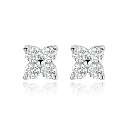 100% 925 Sterling Silver 0.1ct 3mm Moissanite Stud Earrings For Women 18K Gold Plated Sparkling Wedding Party Fine Jewelry