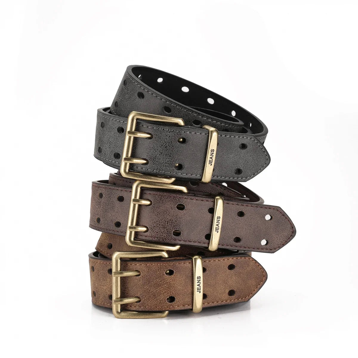 A Western-style PU Leather Belt for Both Men and Women, a Classic and Casual Retro Belt