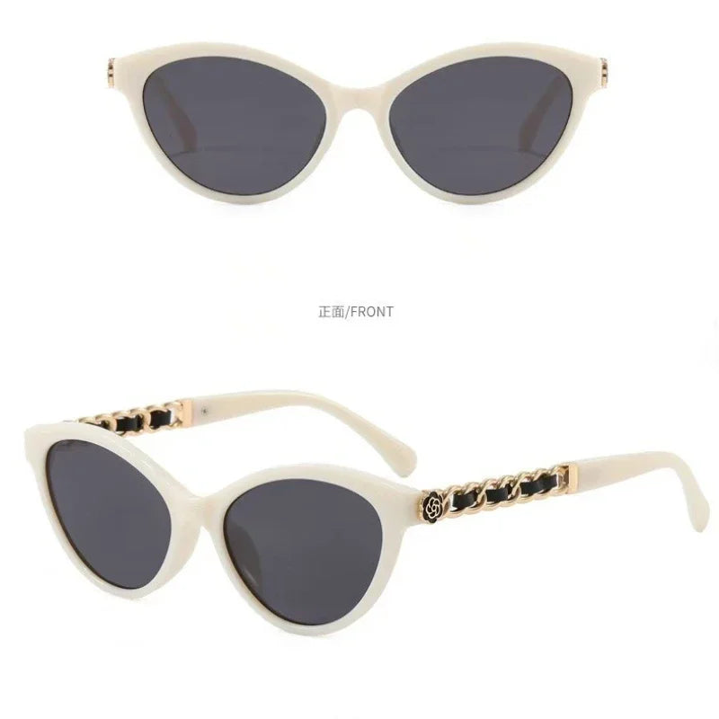 2025 New Fashion Cat Eye Sunglasses Women Hollow Chain Legs Sun Glasses Ladies Classic Goggle Oculos De Sol UV400 Sunshade