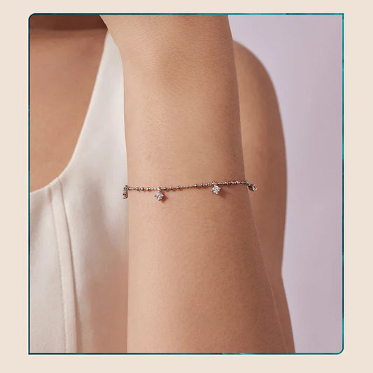 Bracelet ajustable Moissanite Dancing Beads en argent sterling 925 avec pendentifs pour femmes, cadeau d'amour scintillant