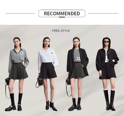 Minimalist Casual Shorts For Women 2025 Autumn Preppy Style Loose Black Shorts Office Lady Luxury Shorts Daily 12523085