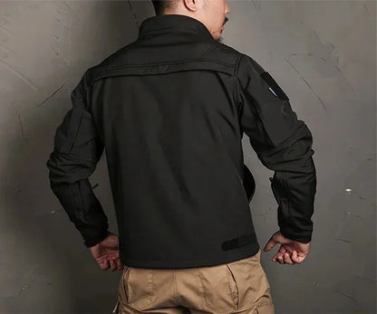 Tactical Shark Men's Soft Shell Jacket Fleece Lined Waterproof Warm Outdoor Combat Coat with Multiple Pockets Windbreaker
