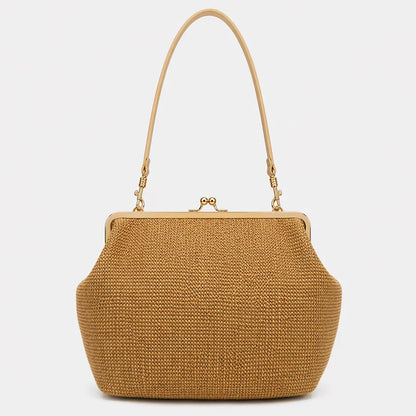 Fashion Large Striped Clip Shell Clucth Bag for Women Designer PP Straw Handbags Luxury Summer Beach Woven Bags Vacation 2026