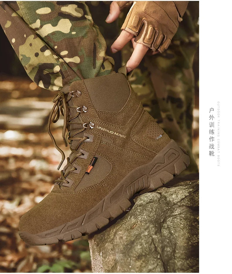 New Men Tactical Boots Ankle Waterproof Desert Hunting Hiking Shoe Unisex Lace Up Male Army Boot Brand Motorcycle Climbing Shoes