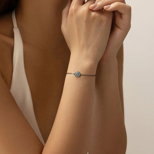Bracelet en chaîne maillons palmier, en argent sterling 925, rétro, avec zircons cubiques et étoiles géométriques en turquoise synthétique, pour femmes, bijou punk
