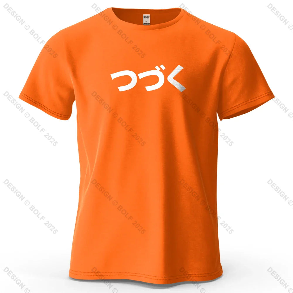 Japanese Character Printed Men's T-Shirt 100% Cotton Oversized Cultural Graphic Tees for Women Tops Tees Casual Streetwear