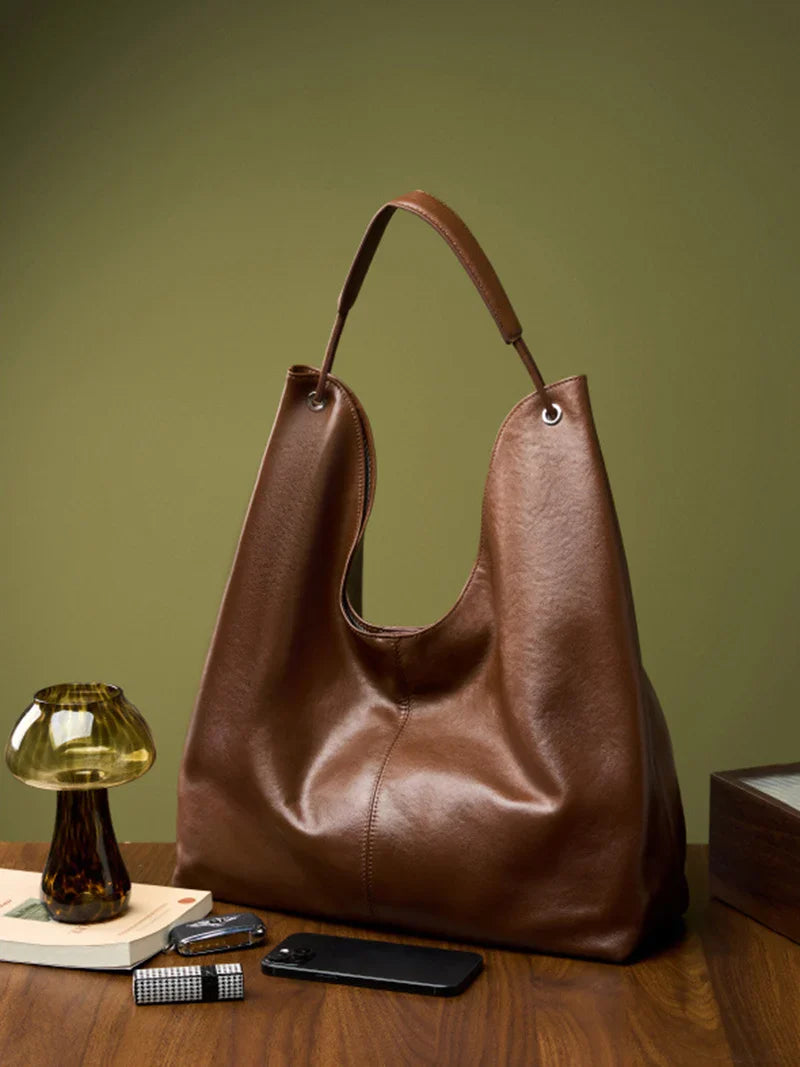 New Women's Large Capacity Genuine Leather Handbag Fashion Single Shoulder Underarm Bag for Ladies Commuting Stylish Girls Bag