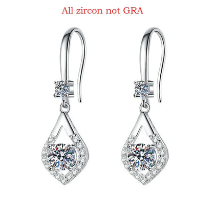 Each 0.5CT D Color Genuine Moissanite Drop Earrings for Women Water Drop Luxury Wedding Jewelry 925 Sterling Silver