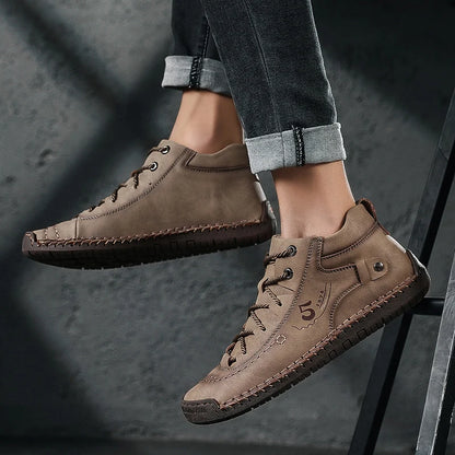 New Large-Sized 100% Cowhide Men's Boots Fashionable Casual Thick-Soled Breathable Men's Leather Shoes Outdoor Sports Chelsea