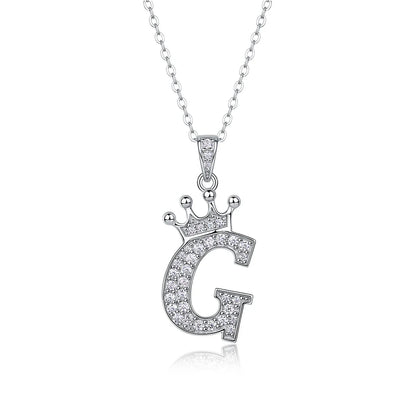 925 Silver Initial Necklace Sparkling Full Moissanite Diamond Pendant Charm Necklaces for Women Letter Name Choker Jewelry Gift