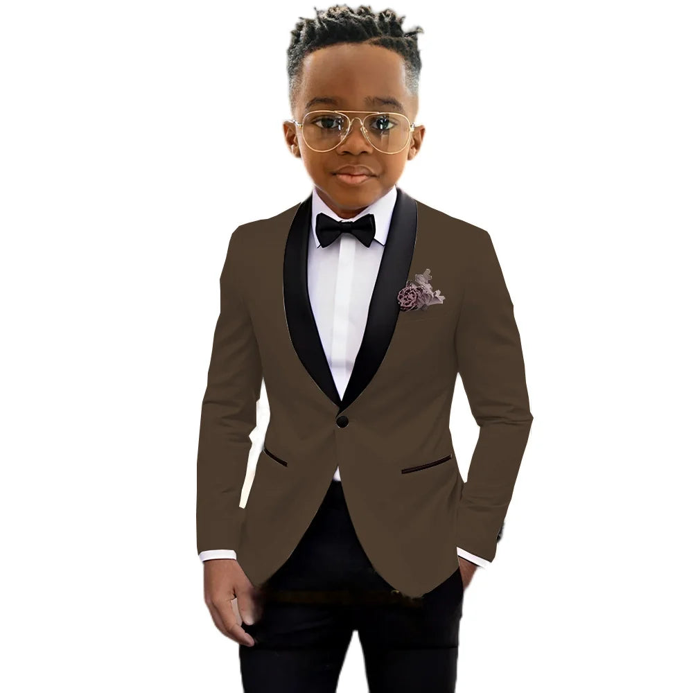 2026 New Classic Shawl Lapel Boys Slim Fit Suits 2 Pieces Wedding Guest Outfit Formal One Button Children's Tuxedo Party Wear