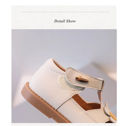 2025 New Summer Kids Sandals For Girls Leather Cuts-out Children Sandals Cute Flower Soft Sole Fashion Toddler Baby Shoes