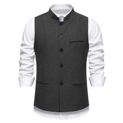 Men Vest Brown Herringbone Height Collar Single Button Waistcoat For Wedding Business Work Office Daily Casual Men Suit Vest