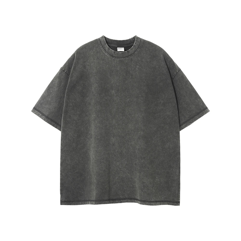 New Summer Batik Washed T-Shirts For Men Unisex Retro Loose High Street 275gsm Cotton T Shirt Brand Design HY0594