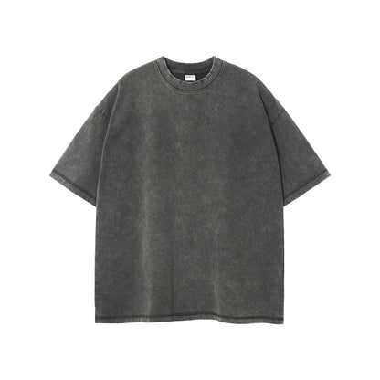 New Summer Batik Washed T-Shirts For Men Unisex Retro Loose High Street 275gsm Cotton T Shirt Brand Design HY0594