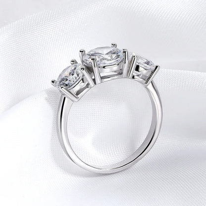 White Gold 4/2CT Moissanite Ring for Women Sparkling Lab Grown Diamond Wedding Band S925 Solid Silver Jewelry Wholesale
