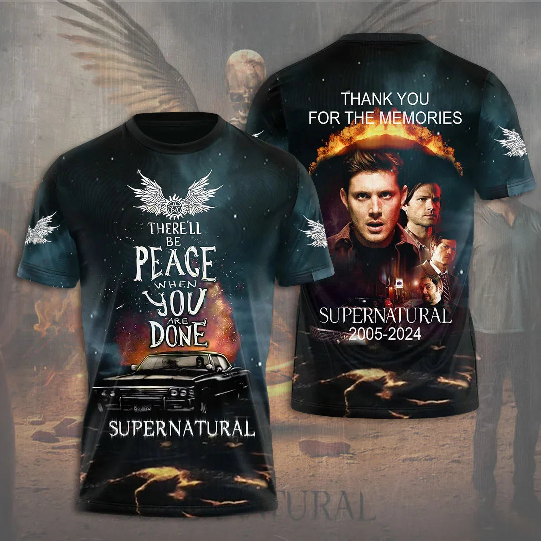 Summer Supernatural TV Series 3D Printing Tshirt Fashion Men Women Harajuku Short sleeve O-neck Tee Top Oversized Clothing