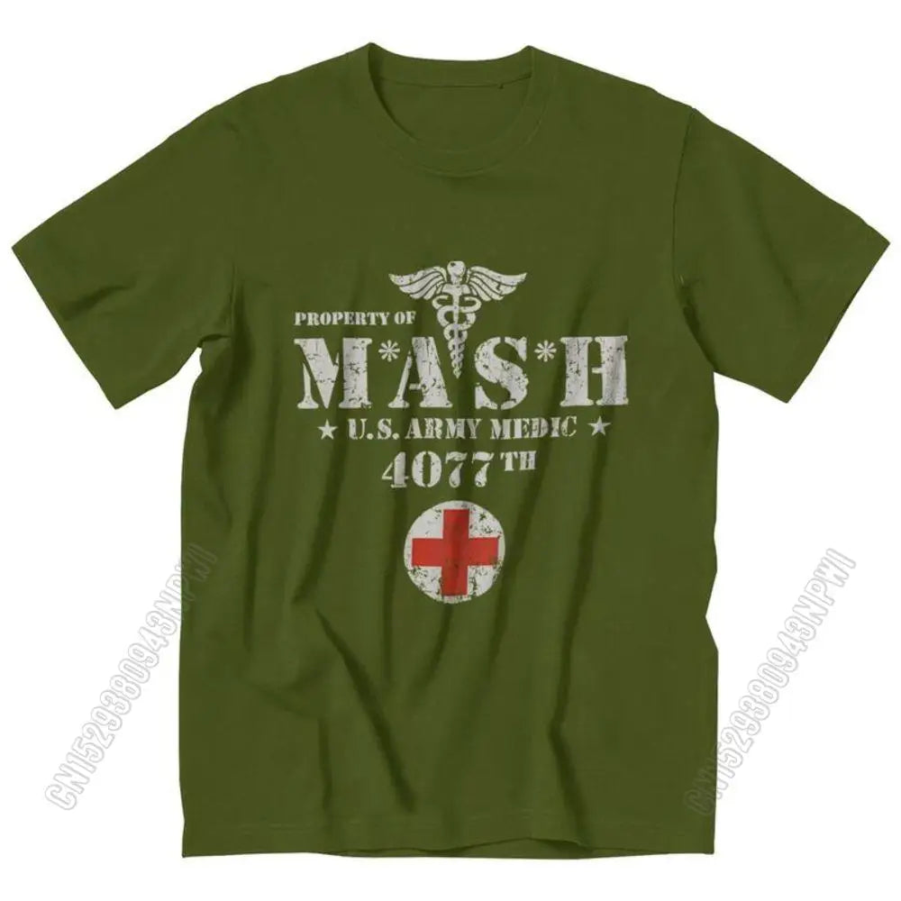 Vintage Mash Tv Show Men T Shirt 100% Cotton Tee Tshirts Summer T-Shirt Gift Women Unisex Clothes Novelty Design