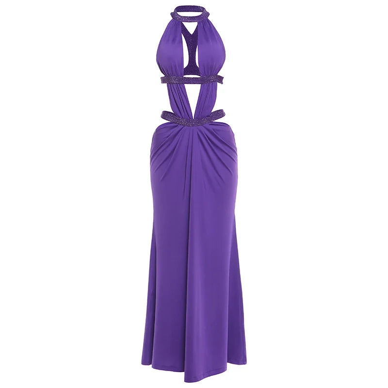 Elegant Dress Women Chic Backless Patchwork Sparkle Bandage Irregular Sleeveless Sexy Beach Vacation Hottie Vestidos