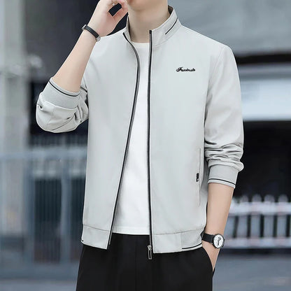 Spring Autumn New Men Lapel Jacket Coats Fashion Fabric Comfortable Breathable Sweat Absorption Comfortable Slim Version Coats