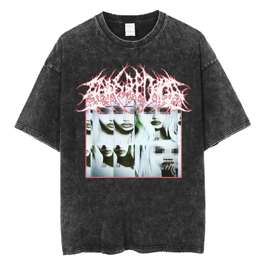 Retro Washed Playboi Carti I AM MUSIC Logo T Shirt Opium Ken Carson Narcissist Tour Antagonist Rap T-shirts Men's Oversized Tees
