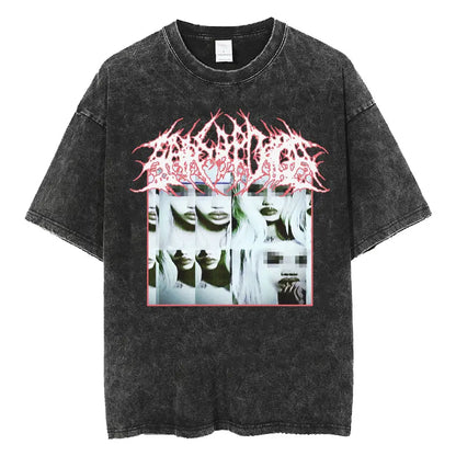 Retro Washed Playboi Carti I AM MUSIC Logo T Shirt Opium Ken Carson Narcissist Tour Antagonist Rap T-shirts Men's Oversized Tees