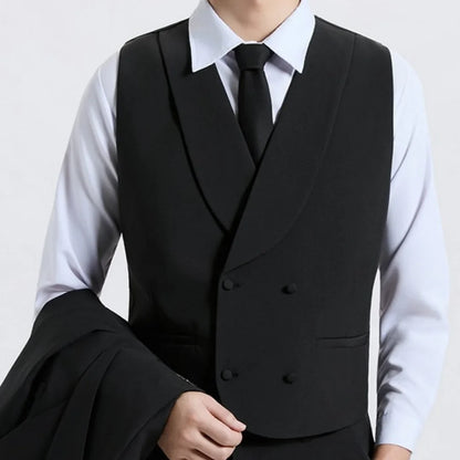 Men Vest Gray With Lapel Double Breasted Solid Waistcoat For Wedding Banquet Office Business Work Casual Daily Men Suit Vest