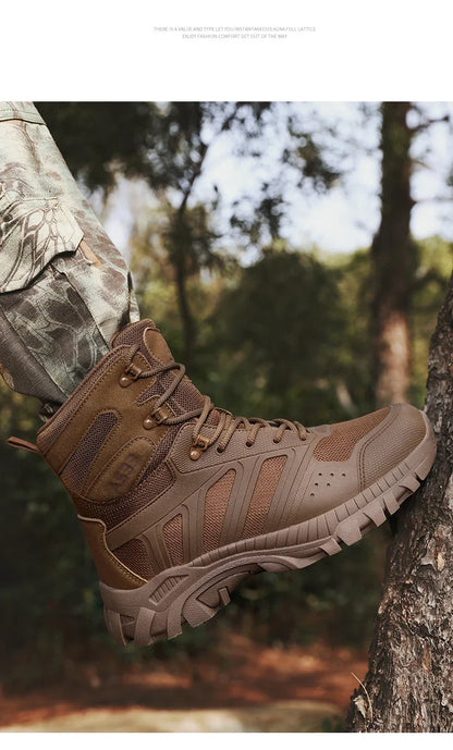 Men Tactical Boots Lace Up Desert Military Work Ankle Hiking Shoe Climbing Shoe Army Boot Unisex Size Plus Male Brand Waterproof