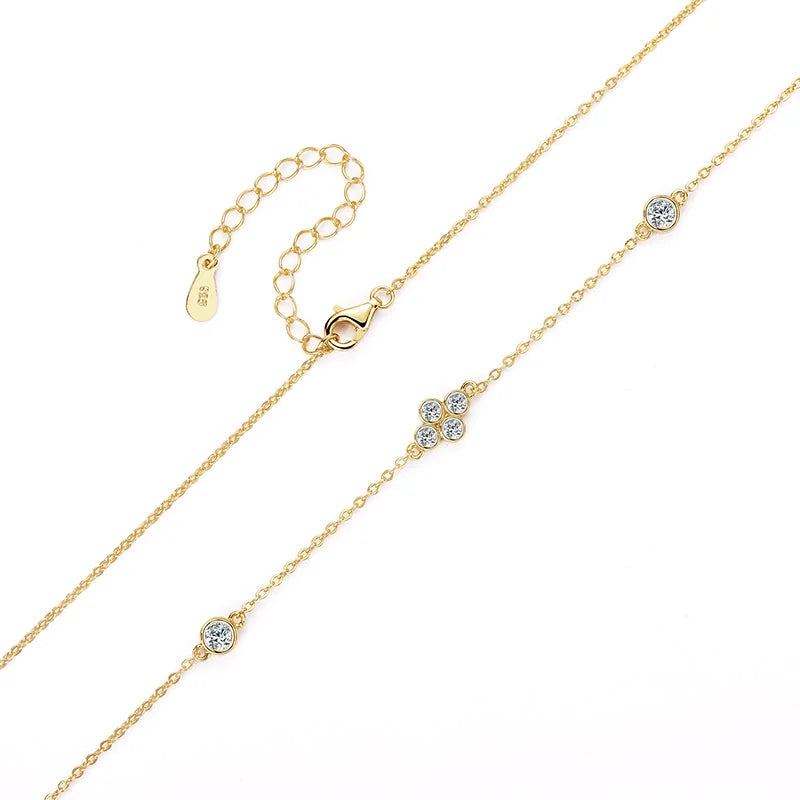 3mm&2mm Moissanite Choker Necklaces Collar Plata 925 Sterling Silver Clavicle Chain Necklace For Women Neck Jewellry Gift