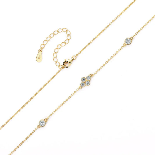 3mm&2mm Moissanite Choker Necklaces Collar Plata 925 Sterling Silver Clavicle Chain Necklace For Women Neck Jewellry Gift