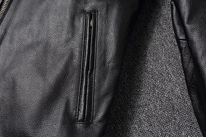 New 100% Cowhide Leather Jacket men Top Layer Clothes Men's Stand Collar Motorcycle Clothes  Autumn Winter Plus Size motorcycle